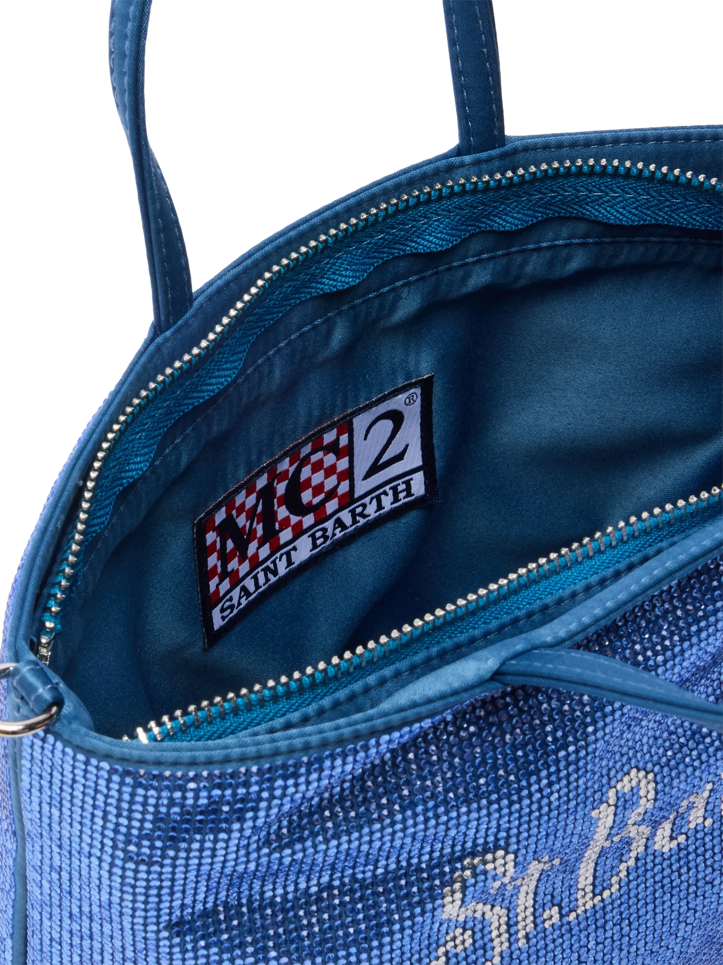 Strass Mini Bag with steel blue rhinestones