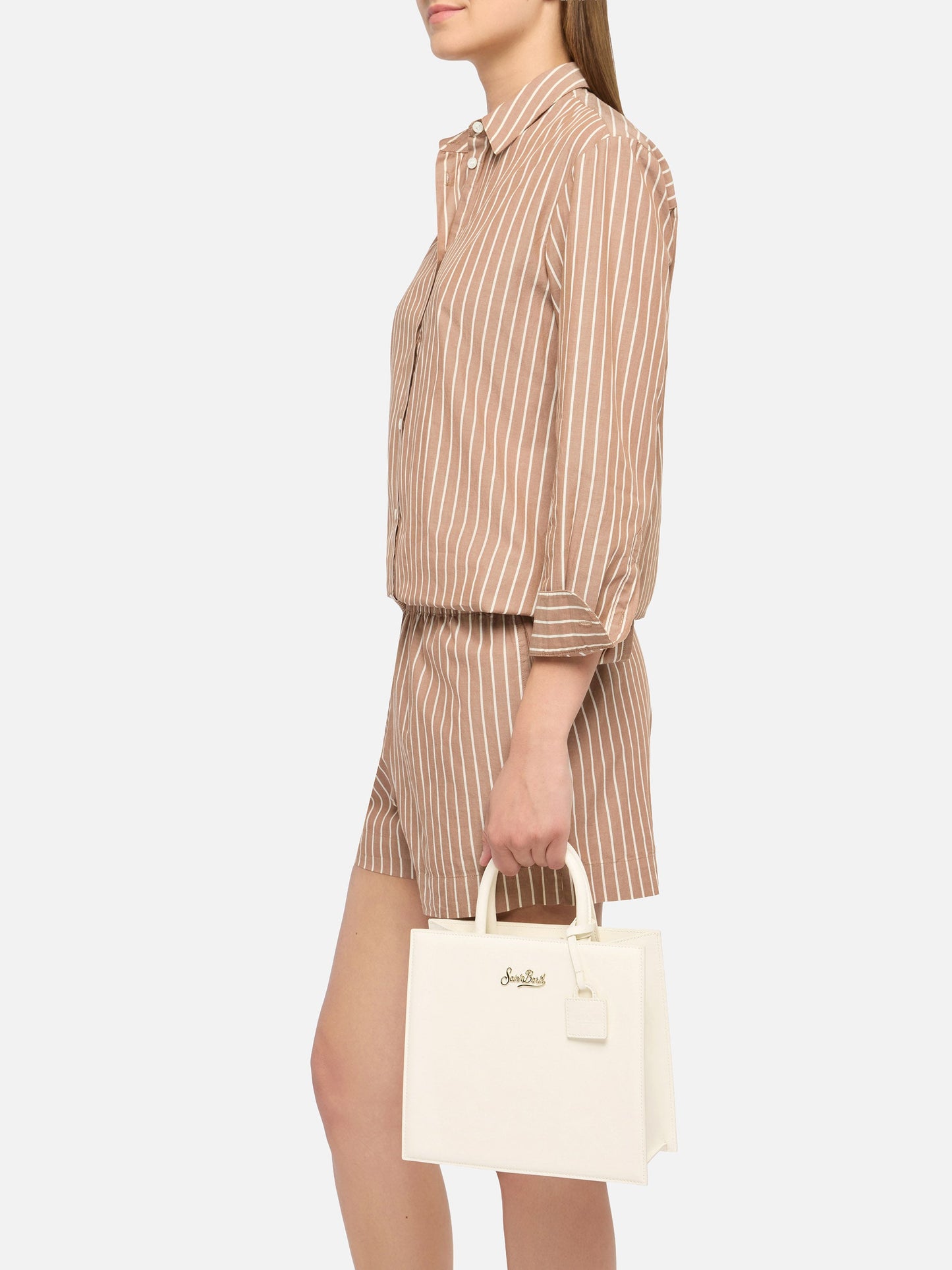 Shop Bag Midi in pelle bianco avorio