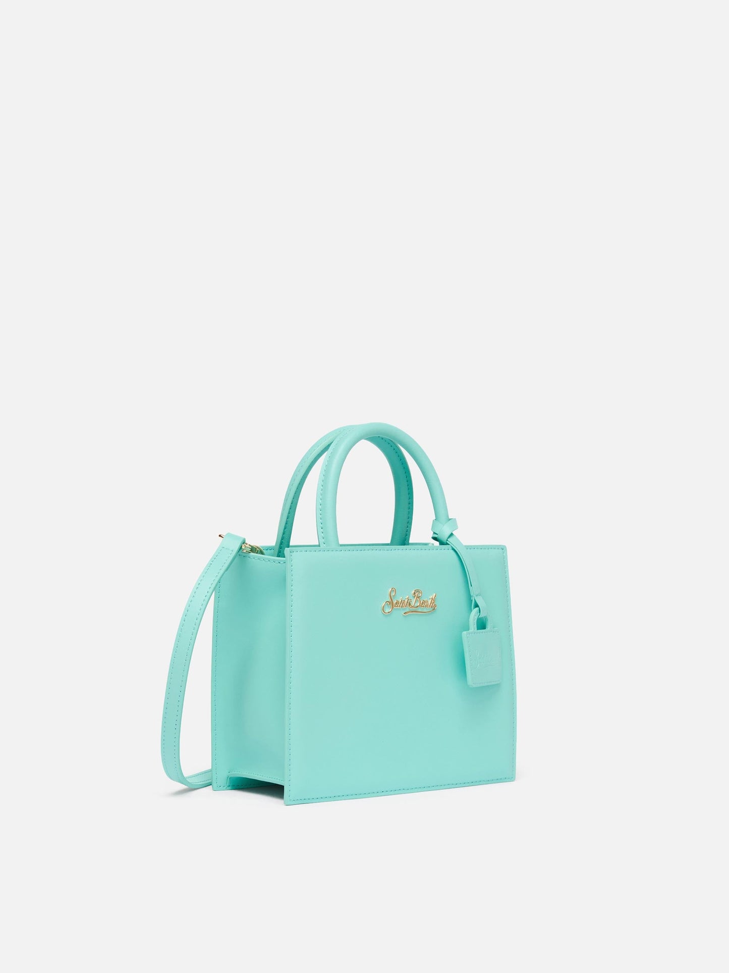 Shop Bag Mini in pelle verde acqua