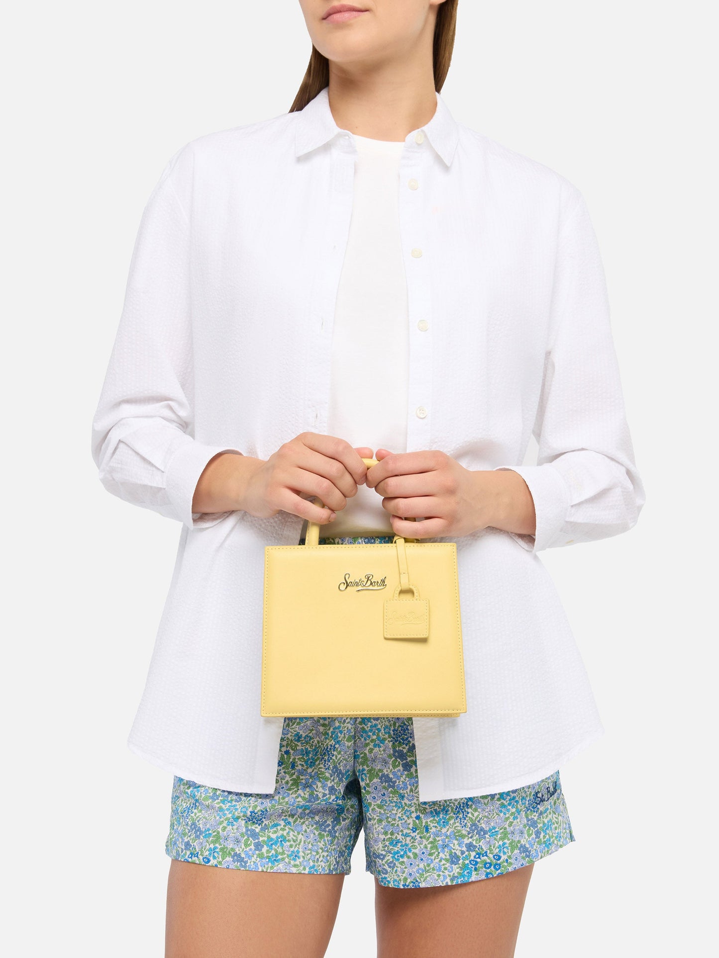 Shop Bag Mini in pelle giallo burro