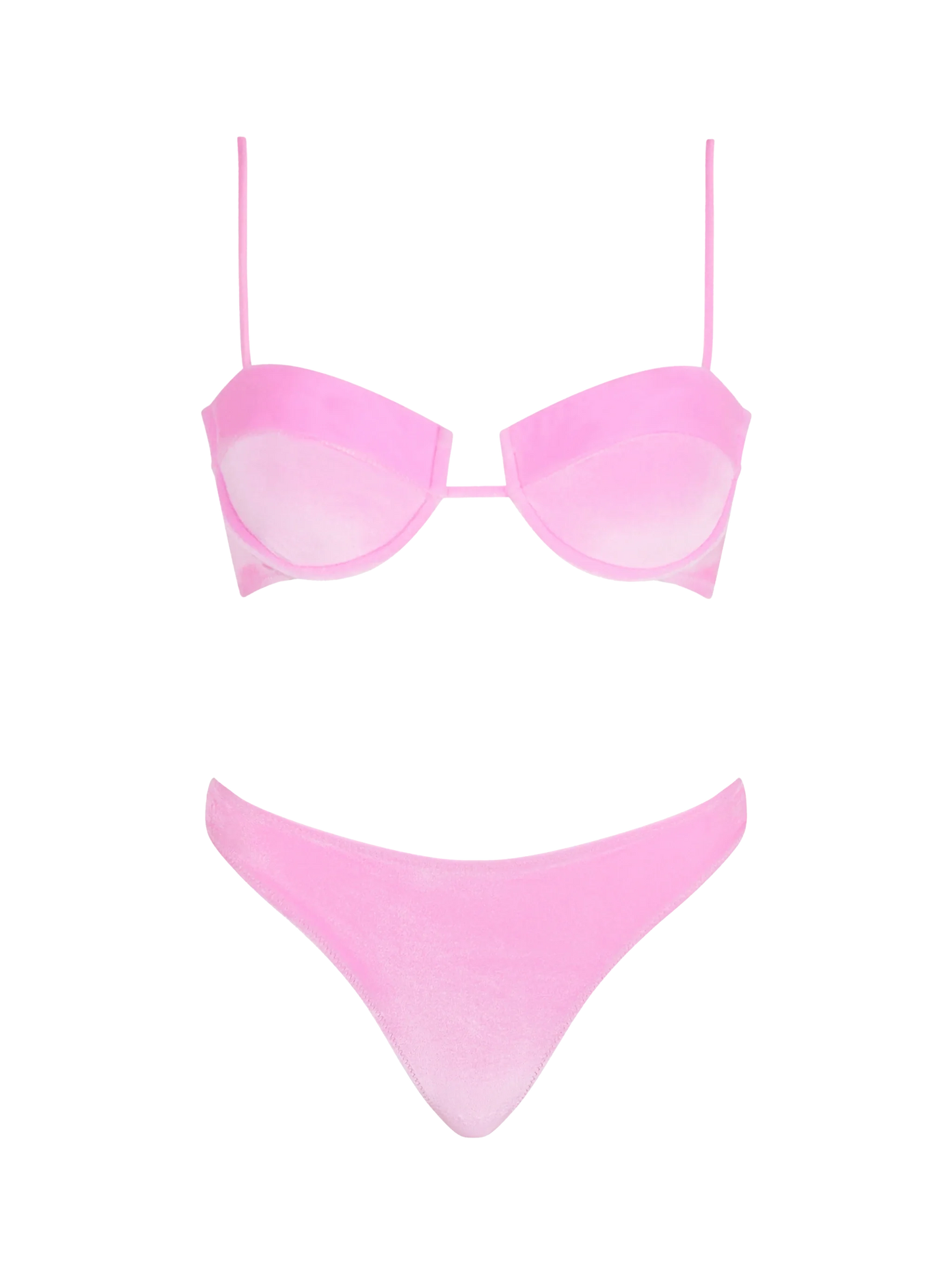 Woman pink chenille underwired bralette bikini Salina Naomi