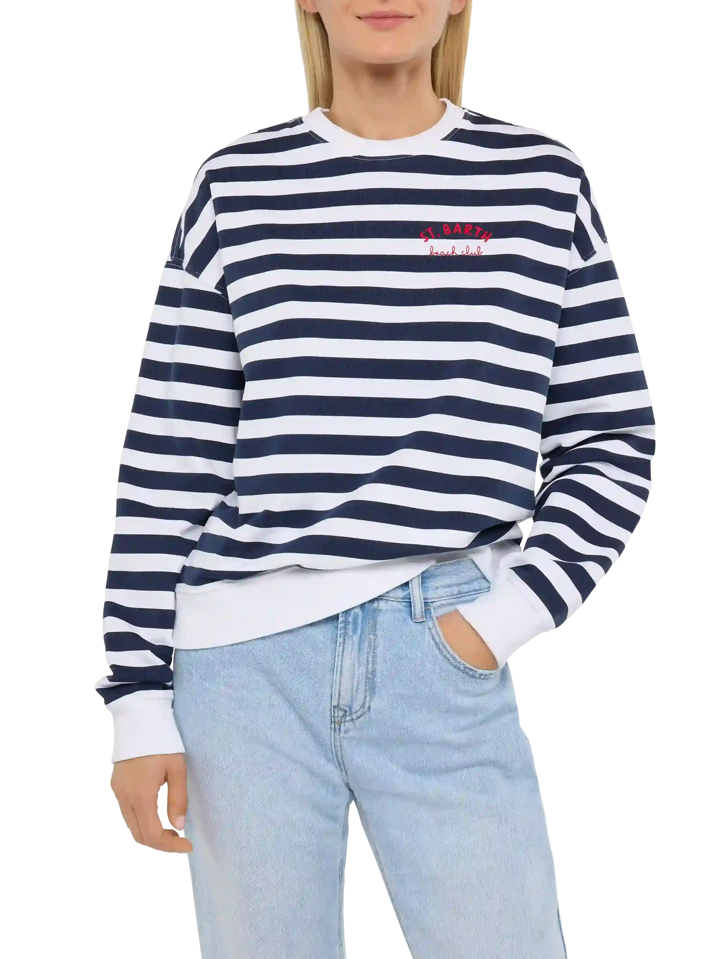 Stardust light cotton sweatshirt with St. Barth beach club embroidery
