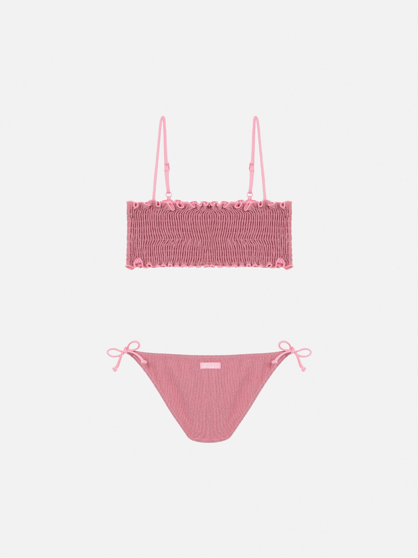 Tilly lurex bikini with smocked point embroidery