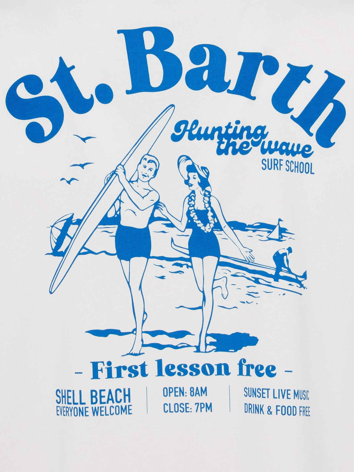 Off-white cotton T-shirt with St. Barth hunting wave print