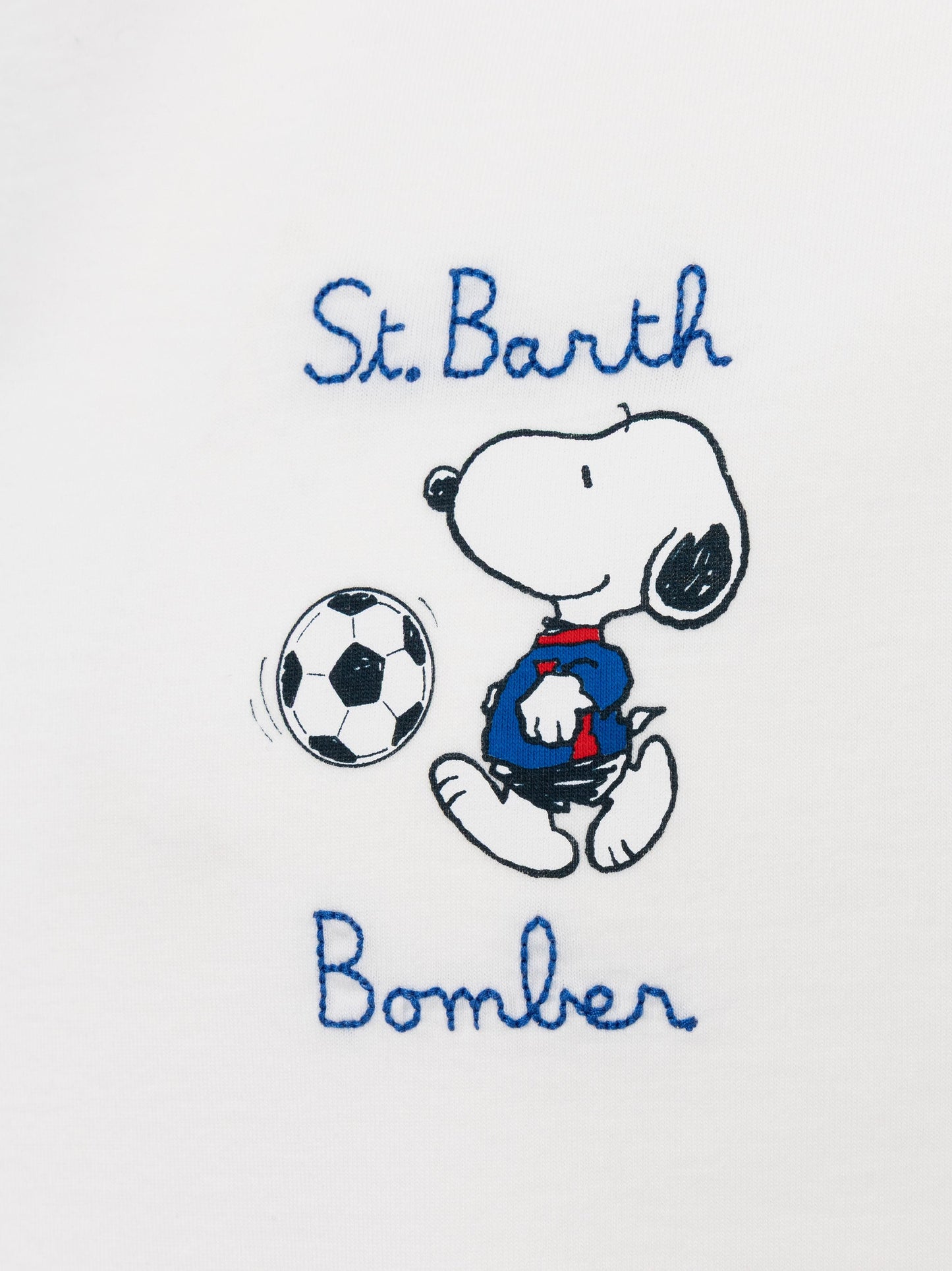 Organic cotton T-shirt with St. Barth Snoopy bomber embroidery | SNOOPY PEANUTS® SPECIAL EDITION
