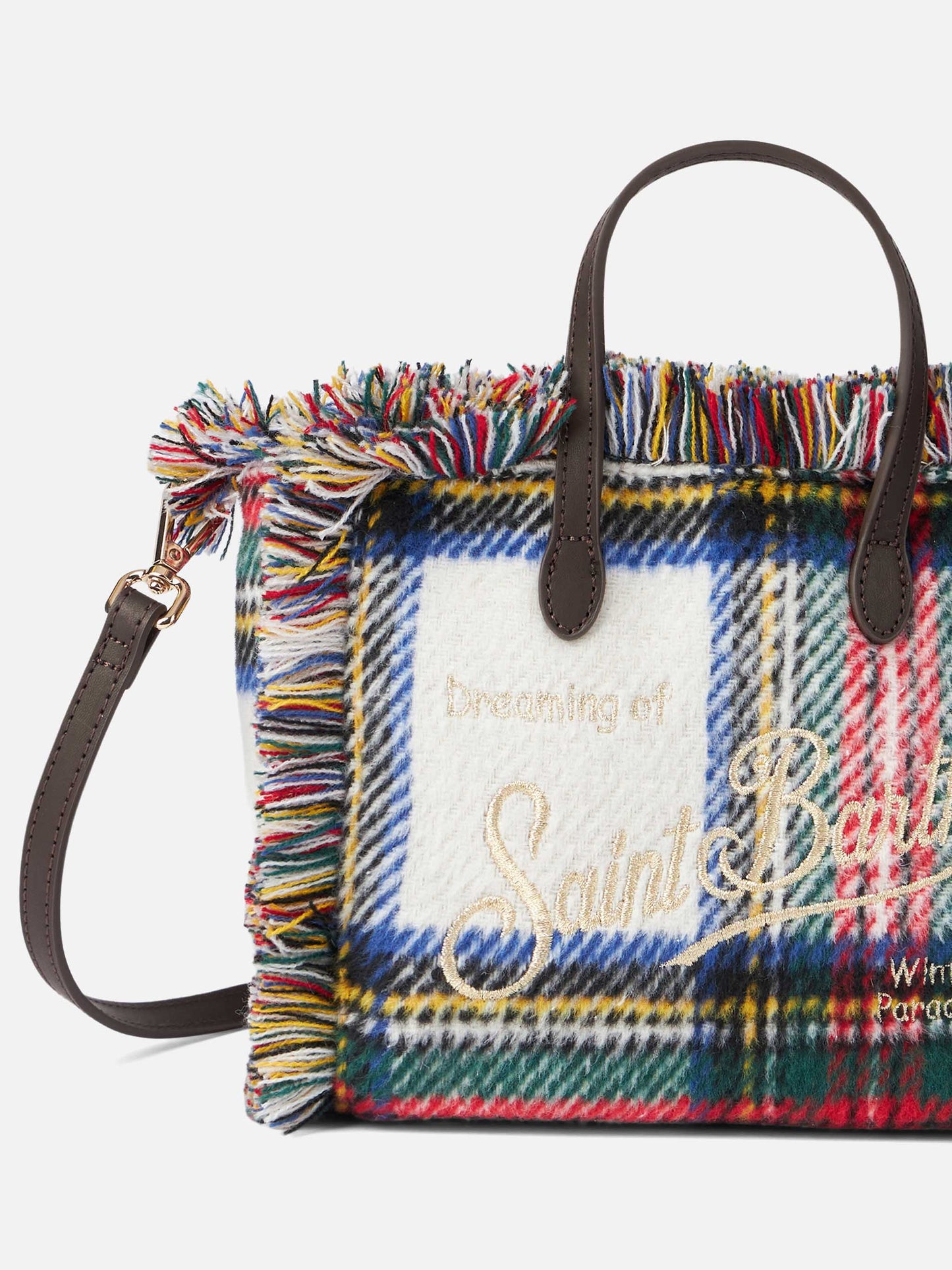 Mini Vanity wooly handbag with tartan pattern