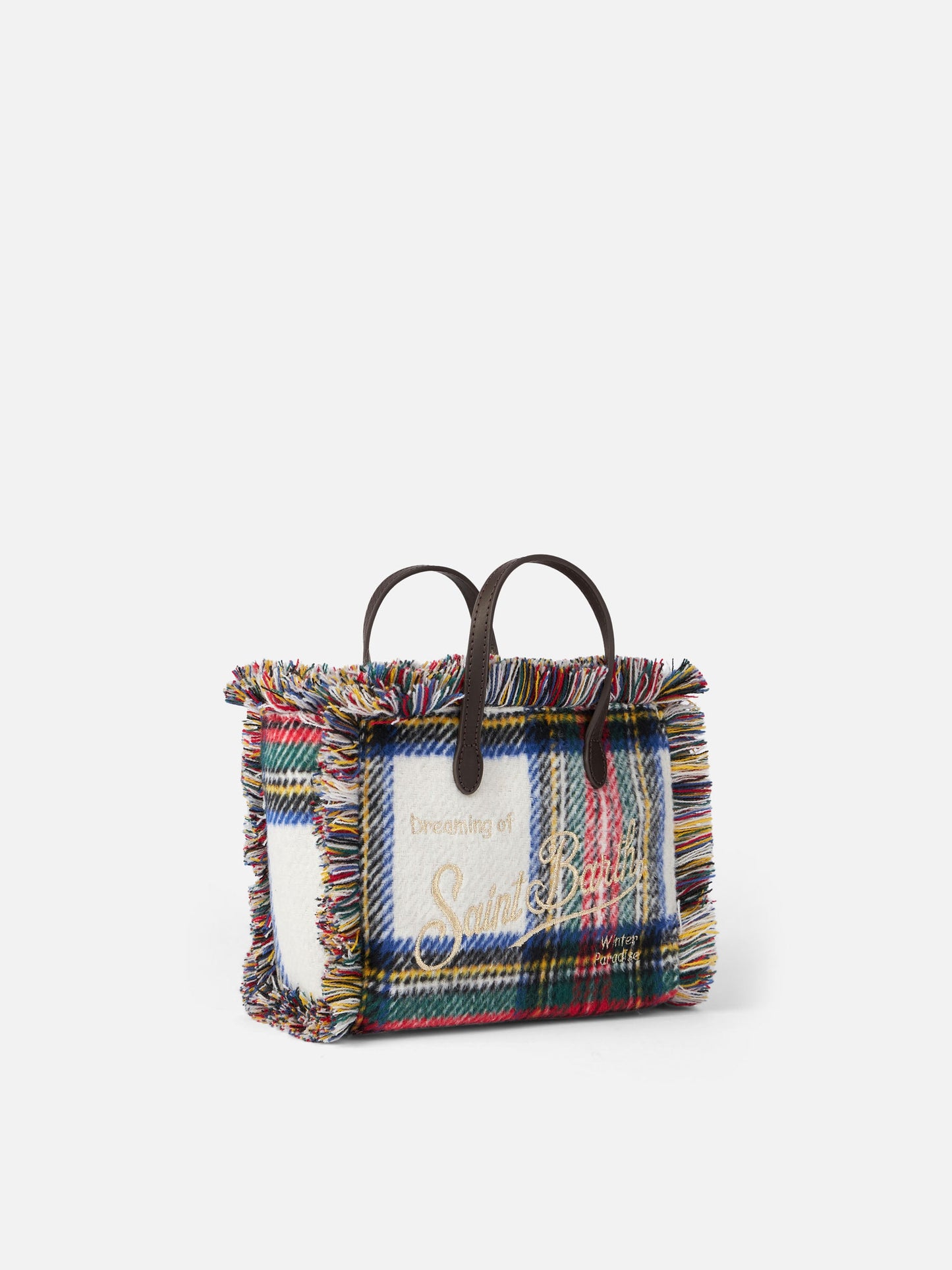 Mini Vanity wooly handbag with tartan pattern
