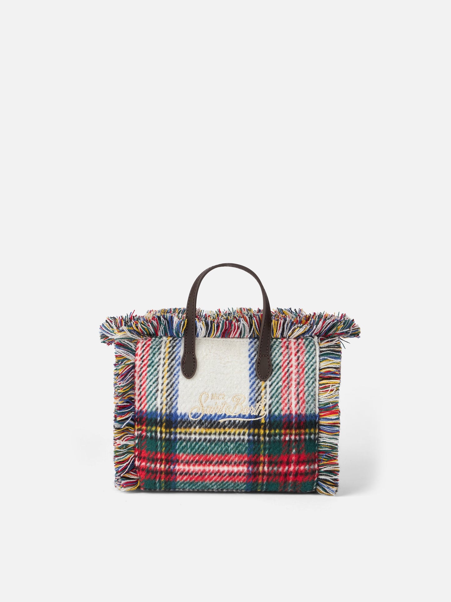 Mini Vanity wooly handbag with tartan pattern