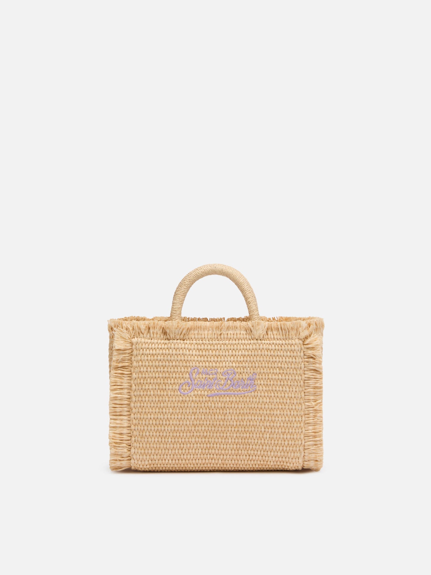Mini Vanity Straw effect bag with rhinestone embellishment