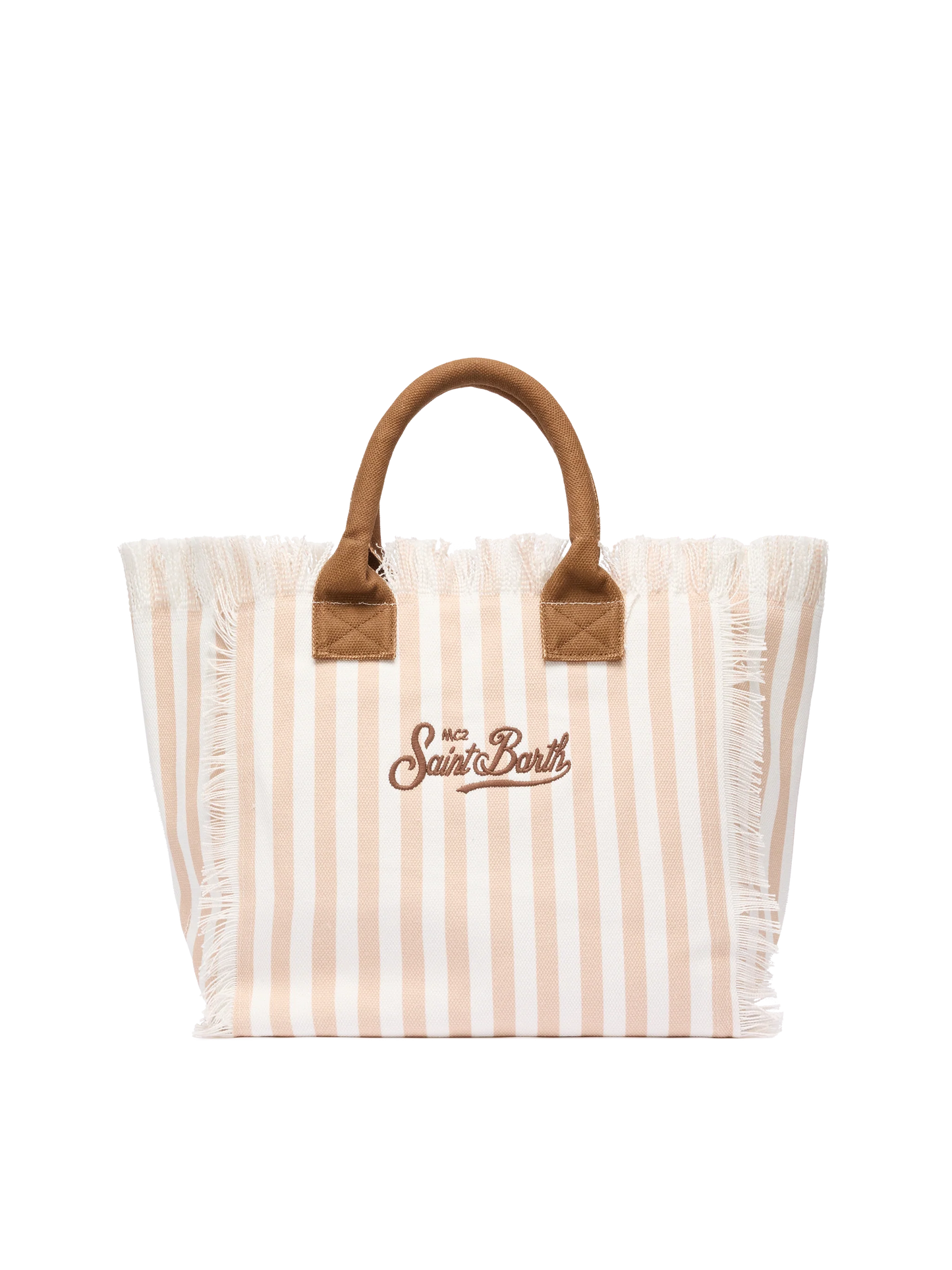 Cotton canvas Vanity tote bag with beige striped print - MC2 Saint Barth