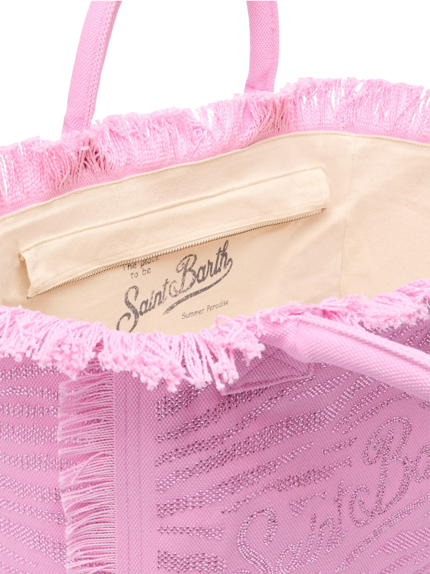 Pink cotton canvas Vanity tote bag with zebra rhinestone embellishment
