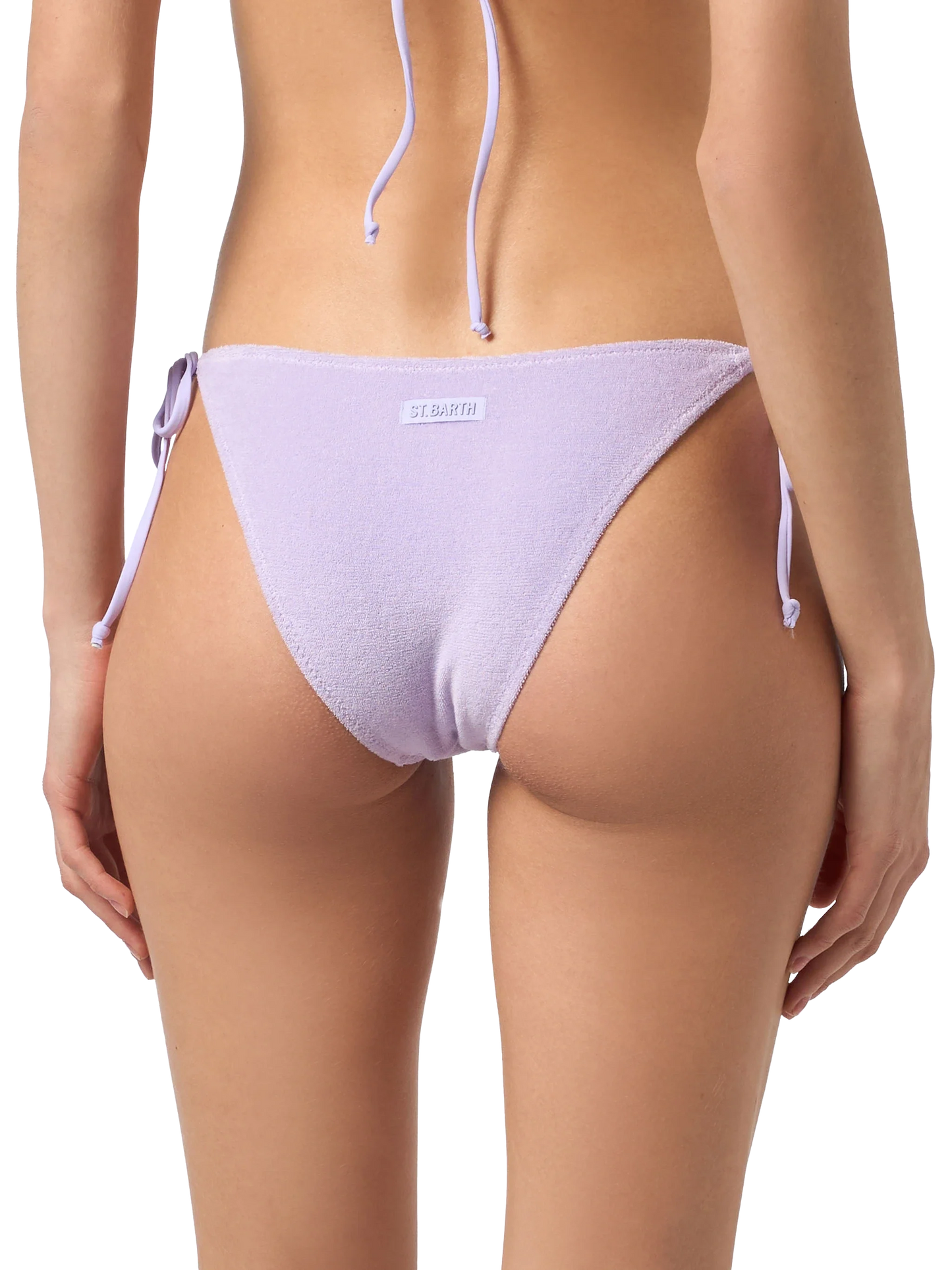 Woman lilac terry triangle bikini Leah Virgo