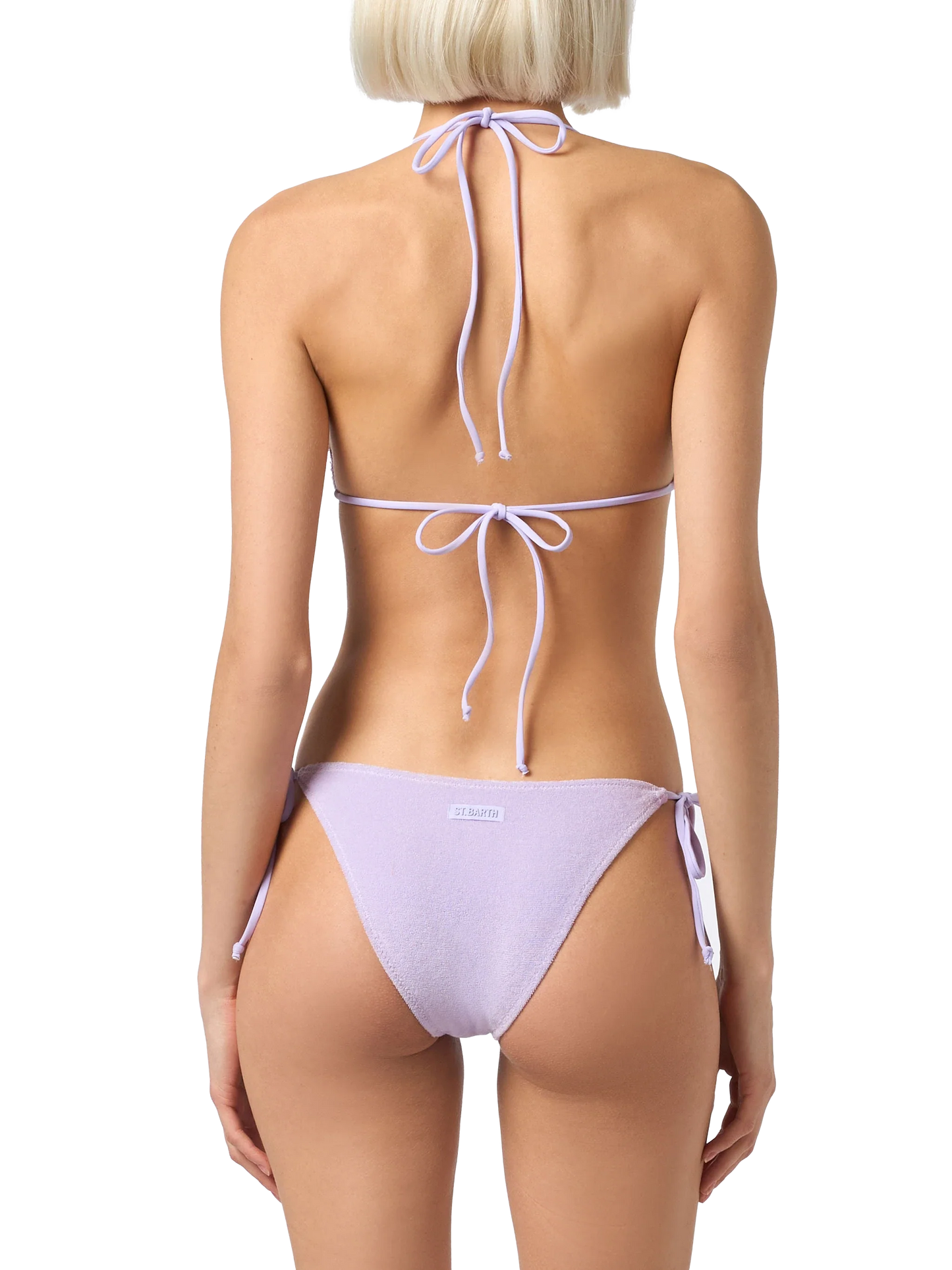 Woman lilac terry triangle bikini Leah Virgo