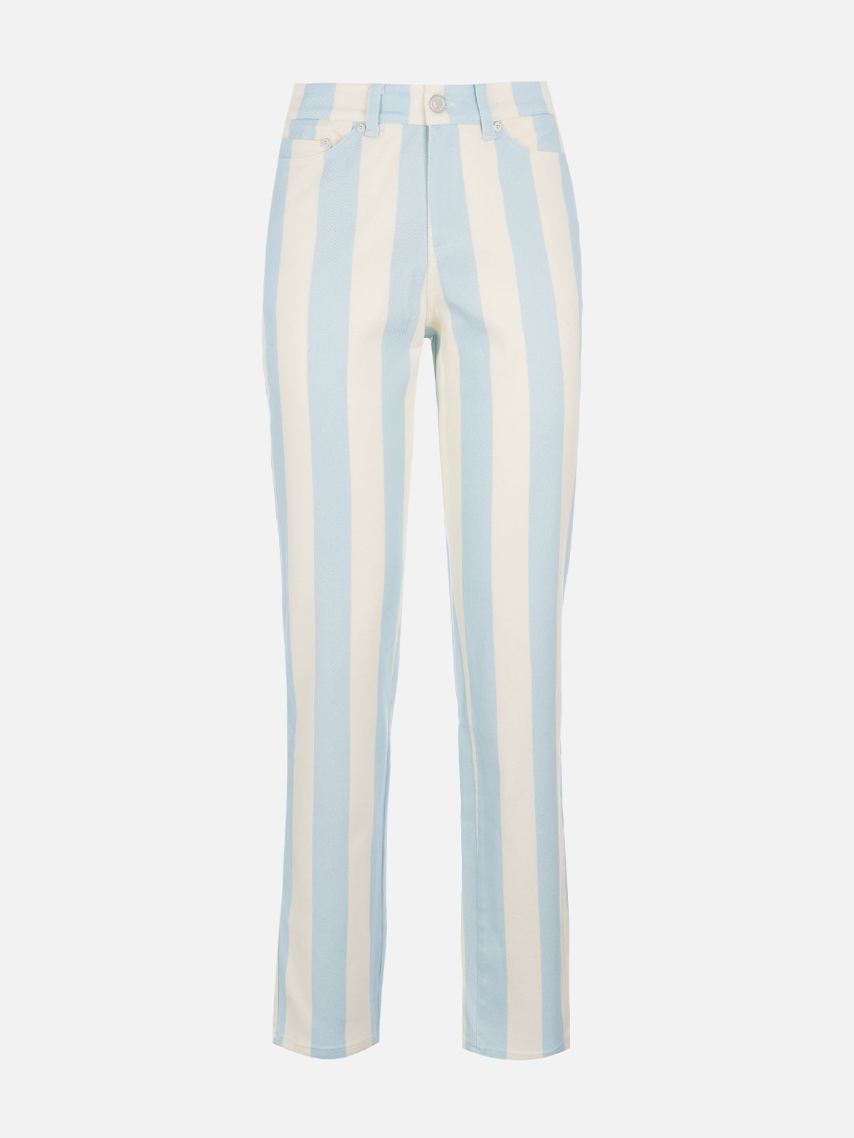 Woman light blue striped print denim Belleville
