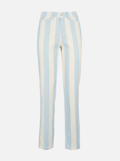 Woman light blue striped print denim Belleville