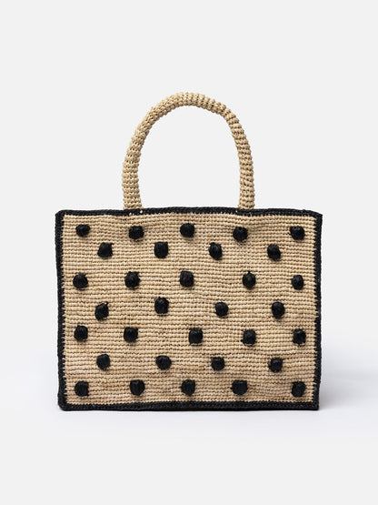 Natural beige Colette Raffia handbag with polka dot appliqués - MC2 Saint Barth