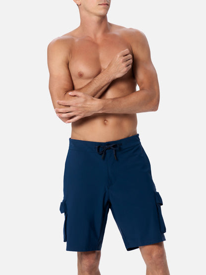 Navy blue technic fabric bermuda shorts Deck