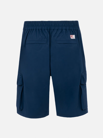 Navy blue technic fabric bermuda shorts Deck