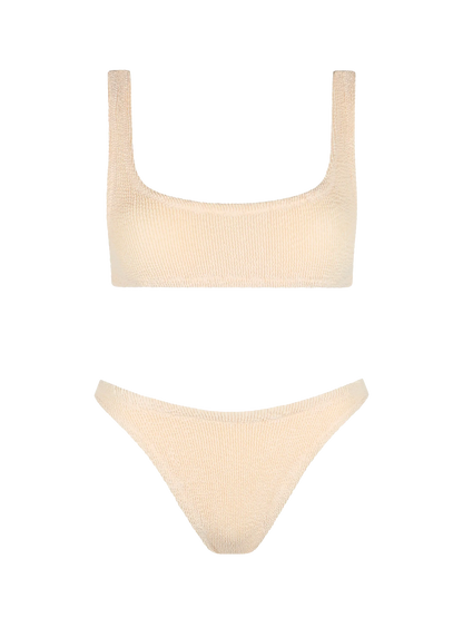 Woman beige classic crinkle bralette bikini Naima Elise