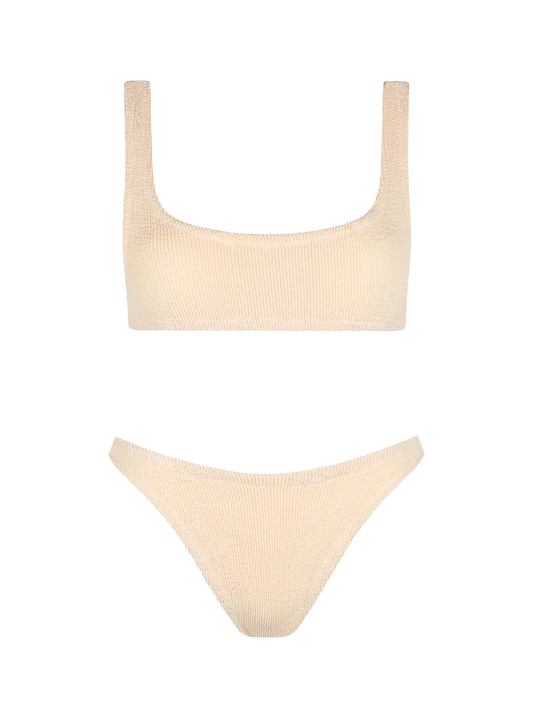 Woman beige classic crinkle bralette bikini Naima Elise