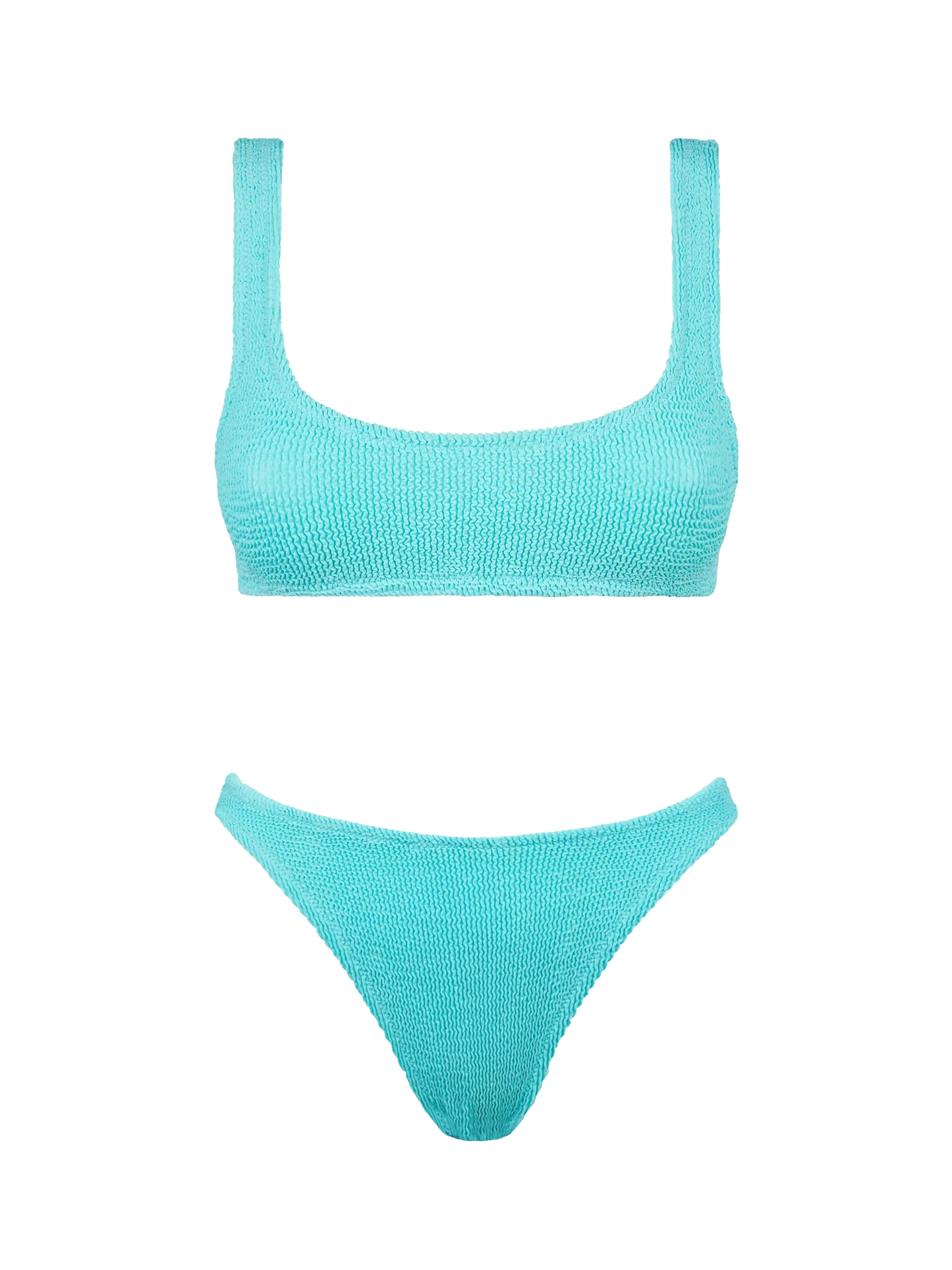 Woman water green crinkle bralette bikini