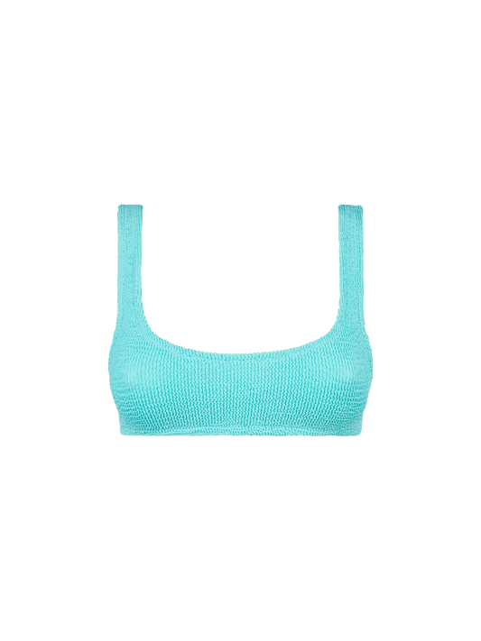 Woman water green crinkle bralette swimsuit
