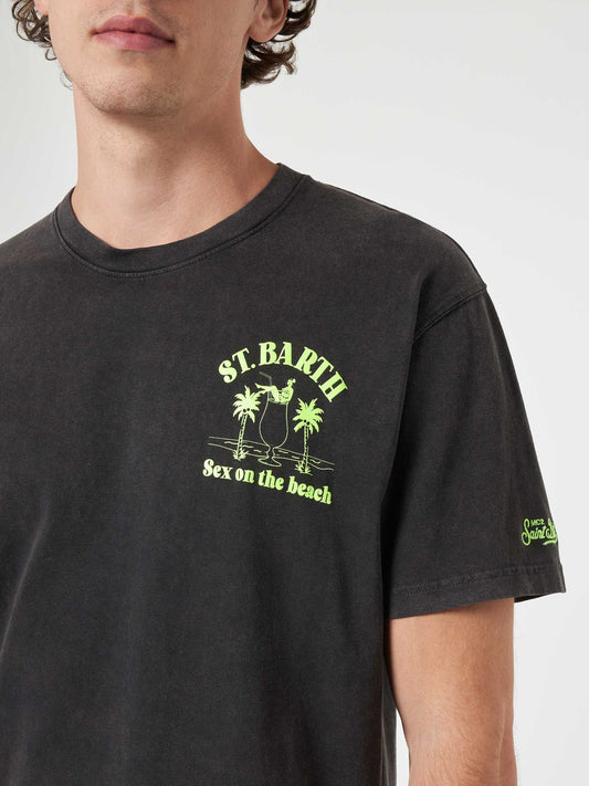 Man vintage cotton t-shirt Jack with St. Barth Sex on the Beach print