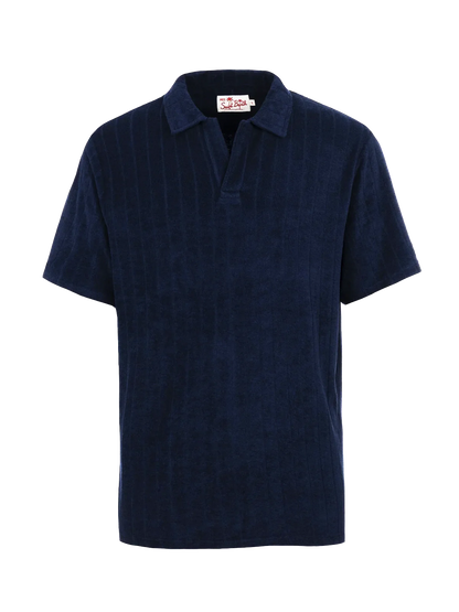 Man ribbed blue terry polo shirt Jeremy