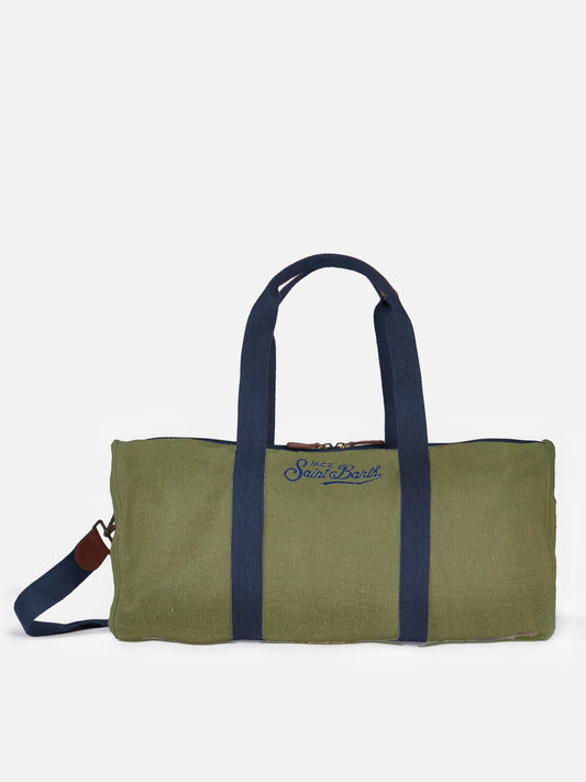 Green linen travel duffle bag Jetleg - MC2 Saint Barth