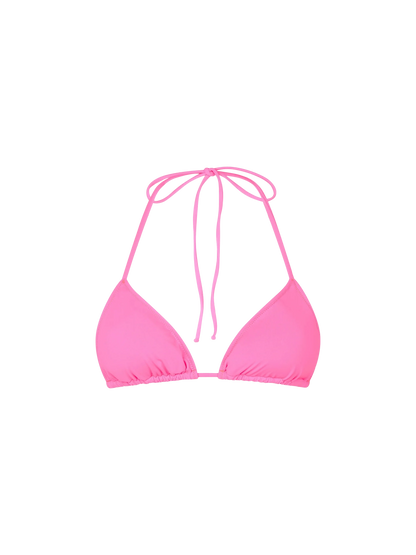 Woman fluo pink triangle top swimsuit