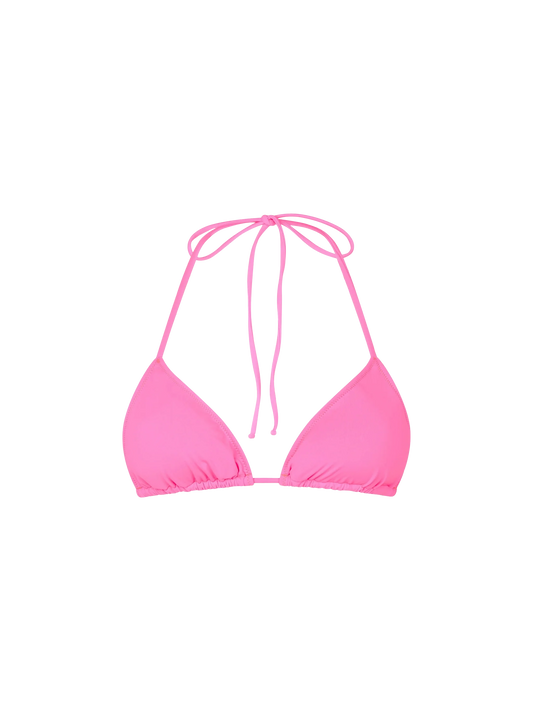 Woman fluo pink triangle top swimsuit