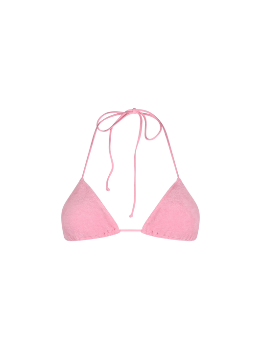 Woman pink terry triangle top swimsuit Leah