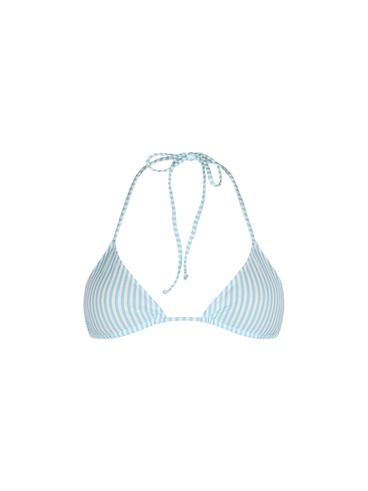 Woman seersucker striped triangle top swimsuit Leah