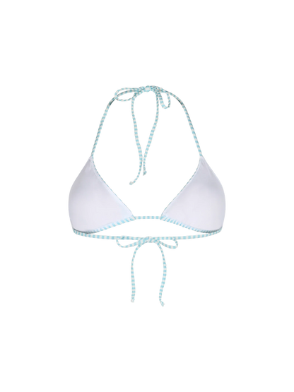 Woman seersucker striped triangle top swimsuit Leah