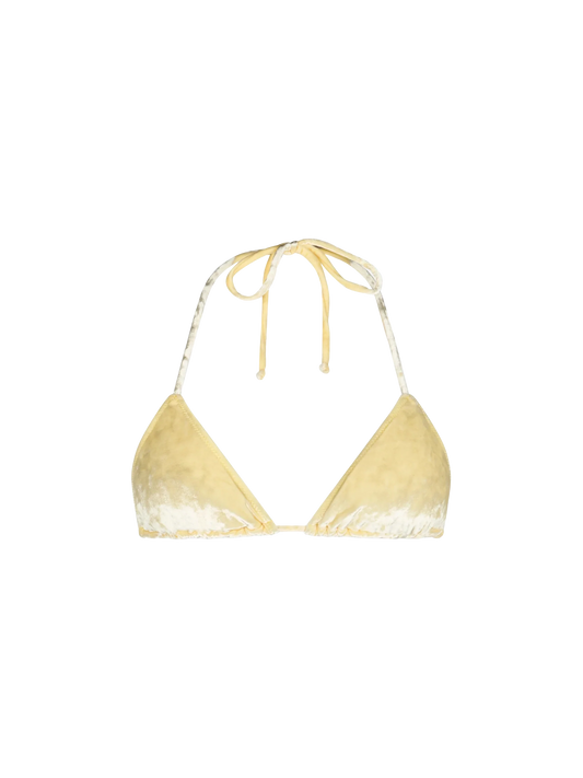 Woman yellow chenille triangle top swimsuit Leah