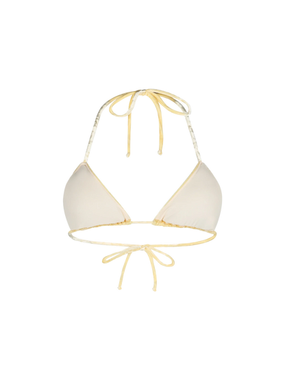 Woman yellow chenille triangle top swimsuit Leah