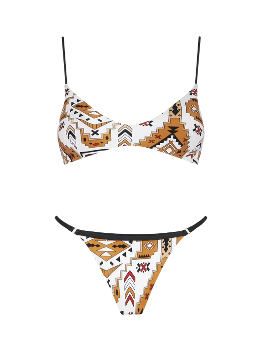 Woman bralette bikini with aztech print