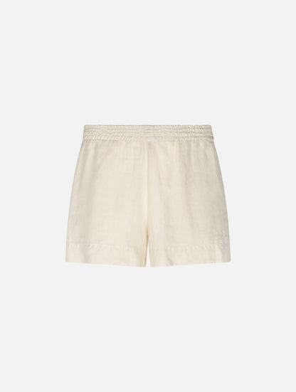 Woman off-white linen pull up shorts Meave