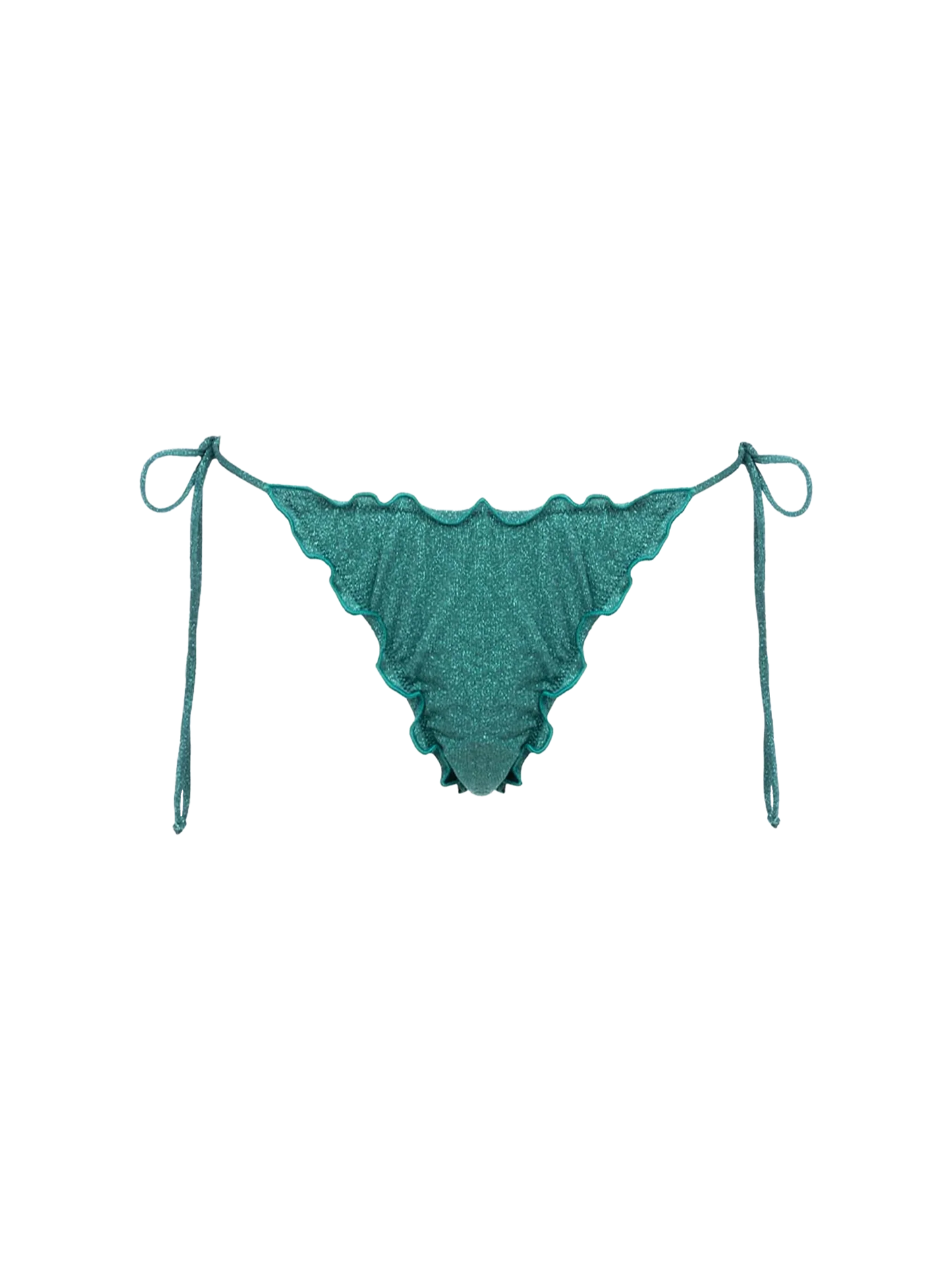 Woman teal lurex cheeky swim briefs Miami