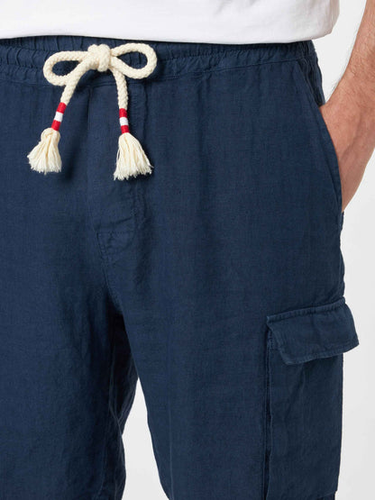 Man navy blue linen bermuda Marseille