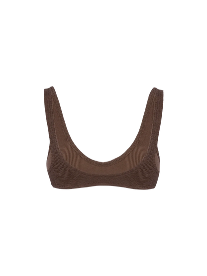 Woman brown tiny crinkle bralette Pamy