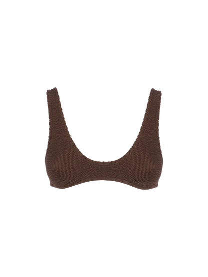 Woman brown tiny crinkle bralette Pamy