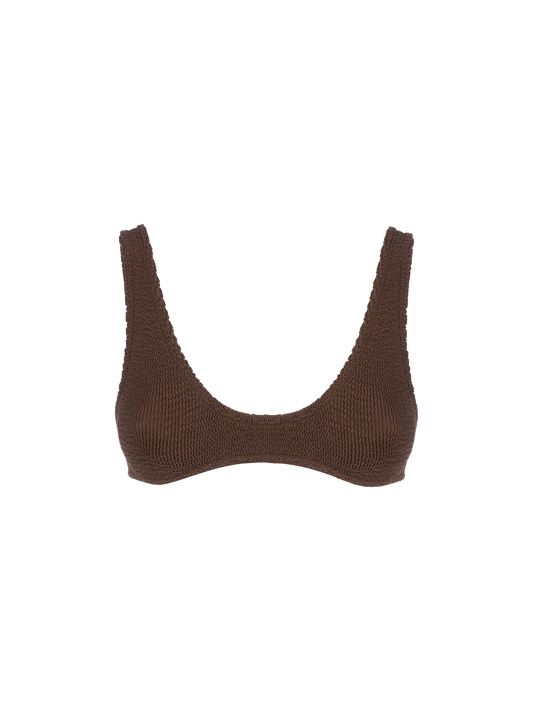 Woman brown tiny crinkle bralette Pamy