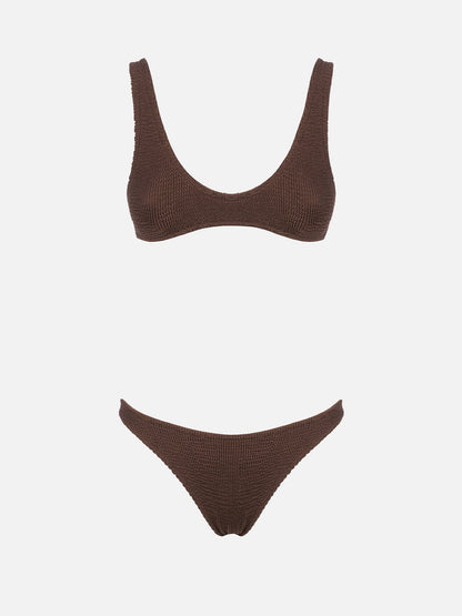 Woman brown crinkle bralette bikini Pamy Naomi