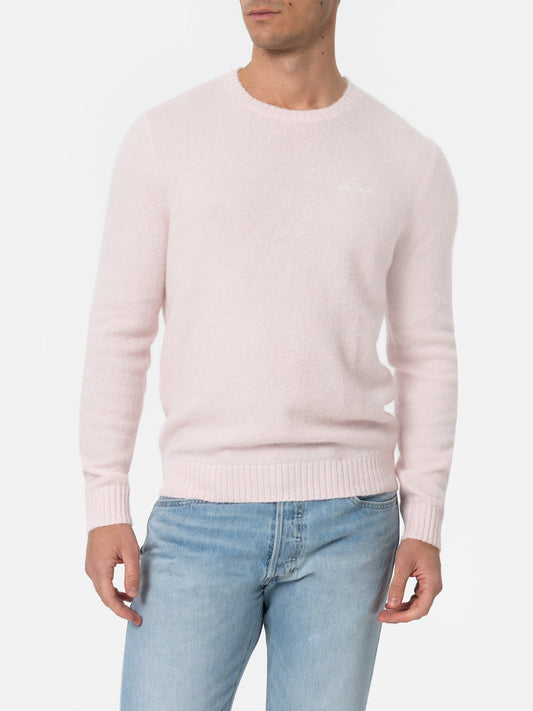 Man pink crewneck stretch sweater Regent