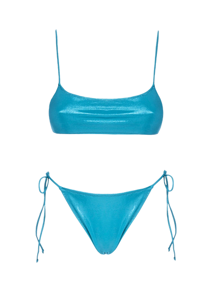 Woman lamina teal bralette bikini Sadie Marielle