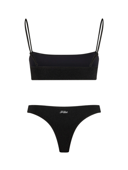 Woman black lurex bralette bikini Sadie Naomi