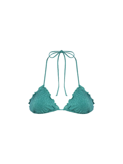Woman teal lurex classic triangle beach top Sagittarius