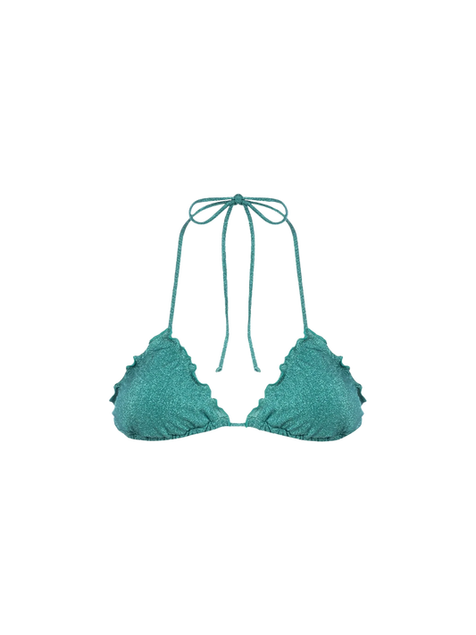 Woman teal lurex classic triangle beach top Sagittarius