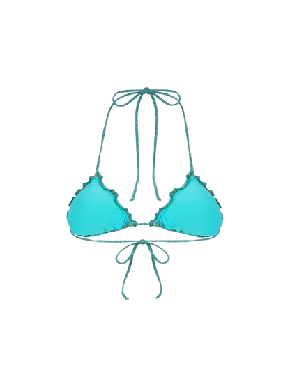 Woman teal lurex classic triangle beach top Sagittarius